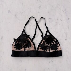 Black Floral Embroidered Bralette